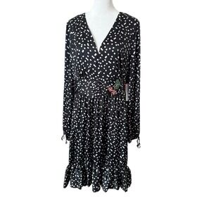 Betsey Johnson Polka Dot High Low Dress Beaded Cherry Sz 12 NWT Whimsy Feminine